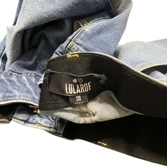 LuLaRoe‎ Magic Waist Skinny Jeans Size 38 (18/19W) Blue Tapered  Flaw - Picture 3 of 11